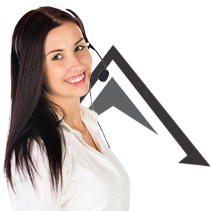 Receptionist with mountain logo